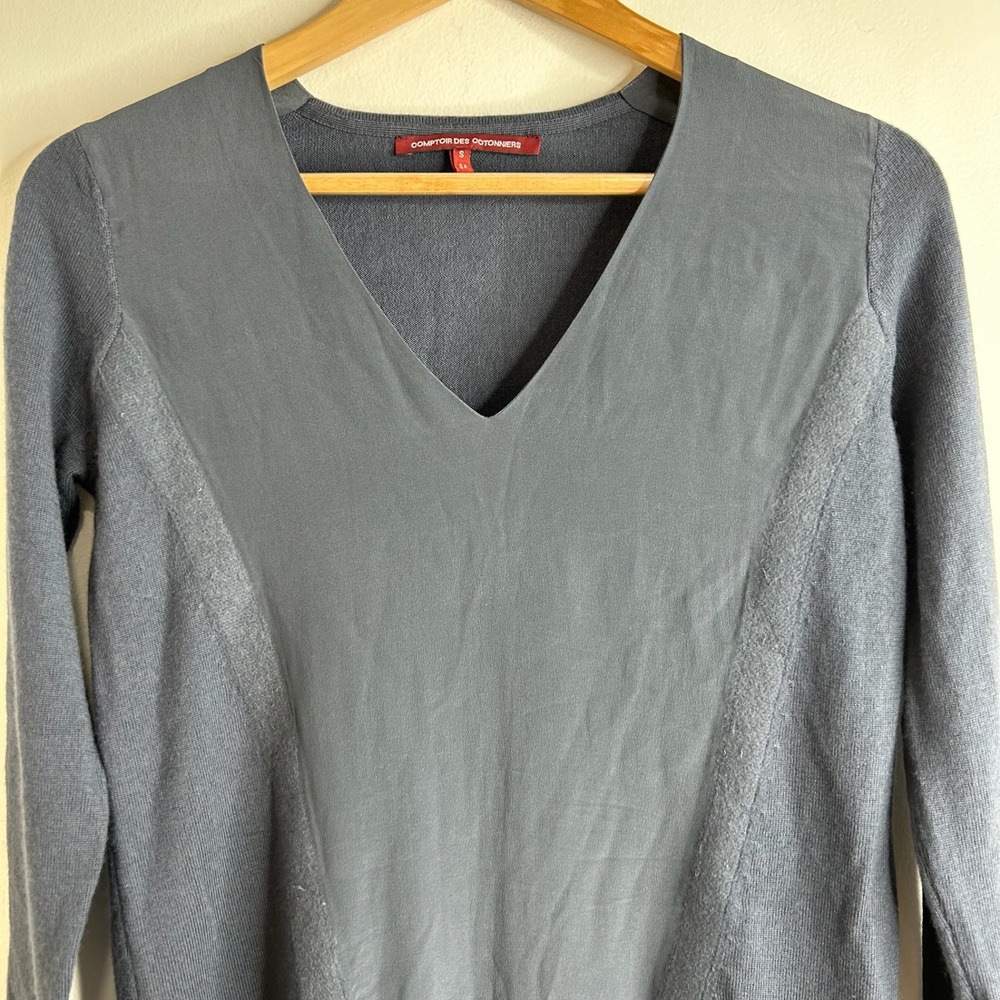 Comptoir‎ des Cotonniers Charcoal V Neck Sweater Dress Size S Wool Silk Designer - Picture 2 of 7
